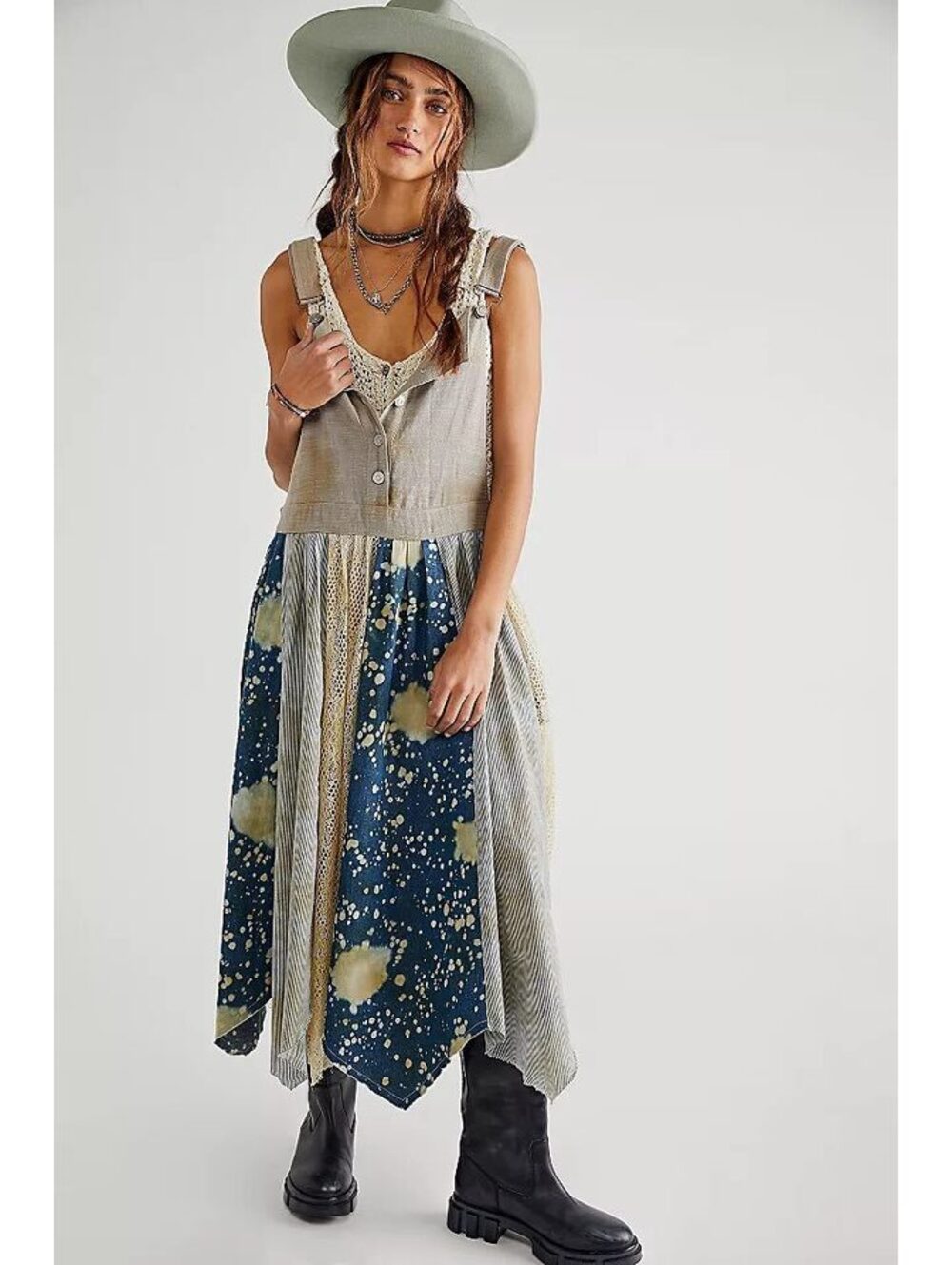 New Free People Love Tattered Pinafore Dress Size 6